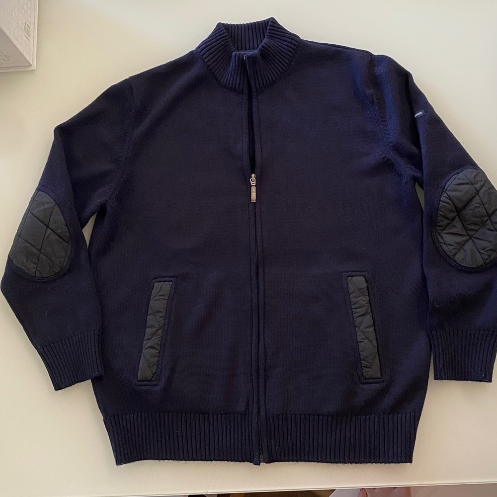 Saint James Dark Blue Zip-Up Cardigan Sweater for Men Size M